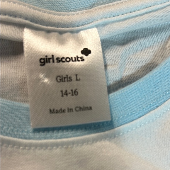 Kids' White and Blue Trim T-Shirt - Picture 2 of 4